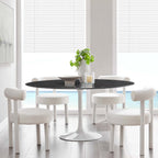 EEI-5184-WHI-BLK Lippa 60" Round Faux Marble Dining Table by Modway