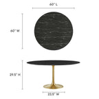EEI-5241-GLD-BLK Lippa 60" Round Faux Marble Dining Table by Modway