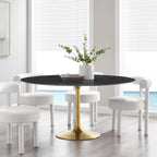 EEI-5241-GLD-BLK Lippa 60" Round Faux Marble Dining Table by Modway