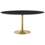 EEI-5241-GLD-BLK Lippa 60" Round Faux Marble Dining Table by Modway