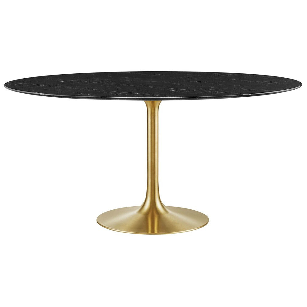 EEI-5241-GLD-BLK Lippa 60" Round Faux Marble Dining Table by Modway