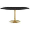 Modway EEI-5241-GLD-BLK Lippa 60" Round Faux Marble Dining Table Gold Black