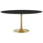Modway EEI-5241-GLD-BLK Lippa 60" Round Faux Marble Dining Table Gold Black