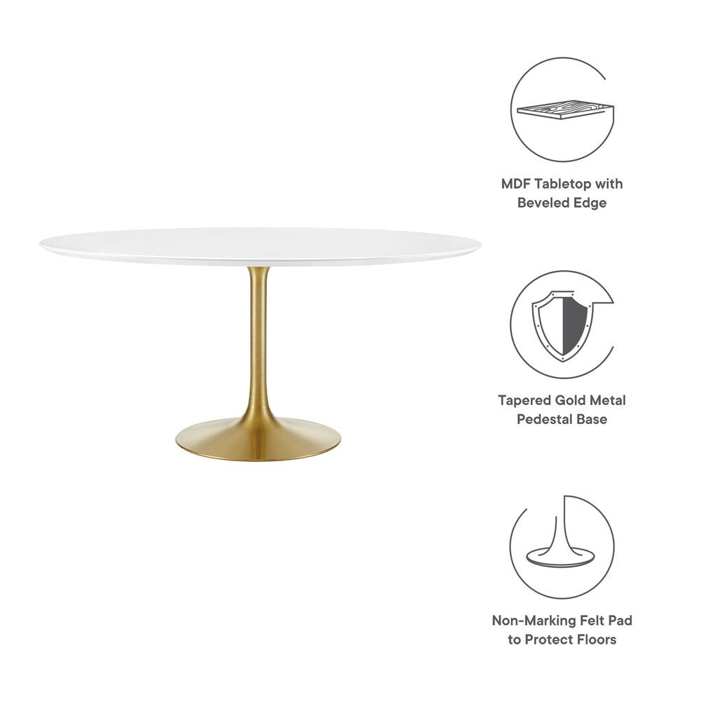 EEI-3229-GLD-WHI Lippa 60" Round Wood Dining Table by Modway