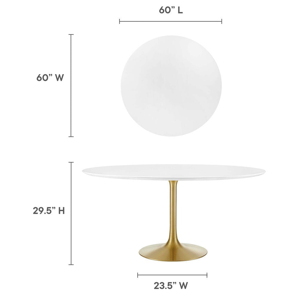 EEI-3229-GLD-WHI Lippa 60" Round Wood Dining Table by Modway