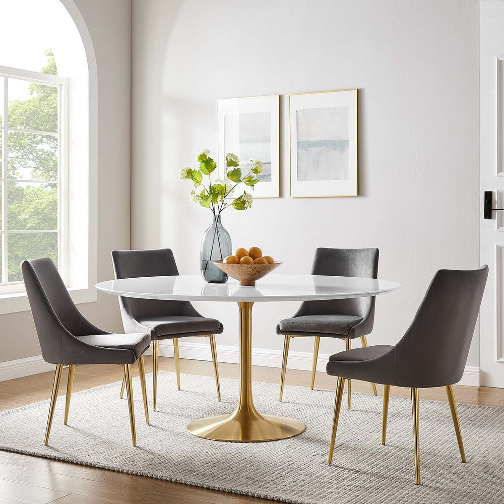 EEI-3229-GLD-WHI Lippa 60" Round Wood Dining Table by Modway