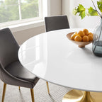 EEI-3229-GLD-WHI Lippa 60" Round Wood Dining Table by Modway