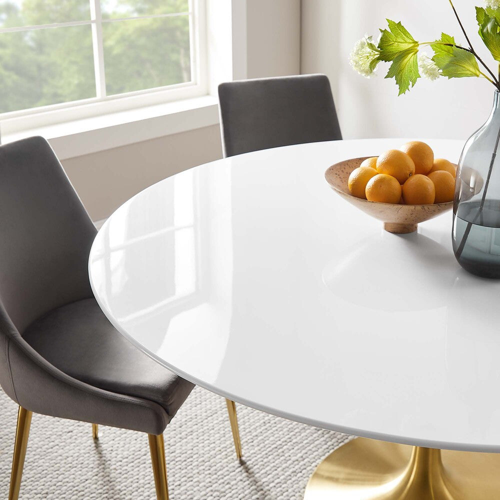 EEI-3229-GLD-WHI Lippa 60" Round Wood Dining Table by Modway
