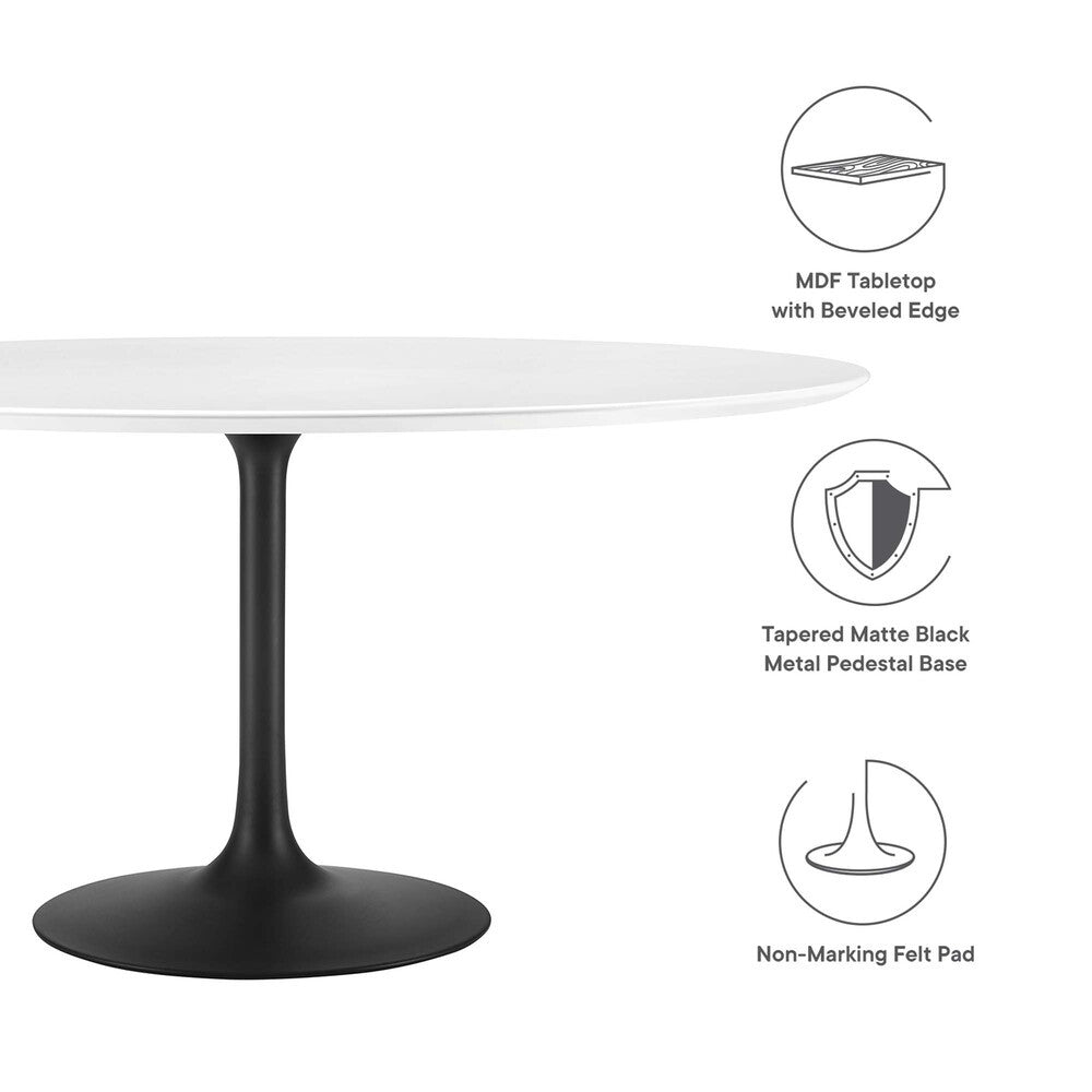 EEI-3524-BLK-WHI Lippa 60" Round Wood Dining Table by Modway