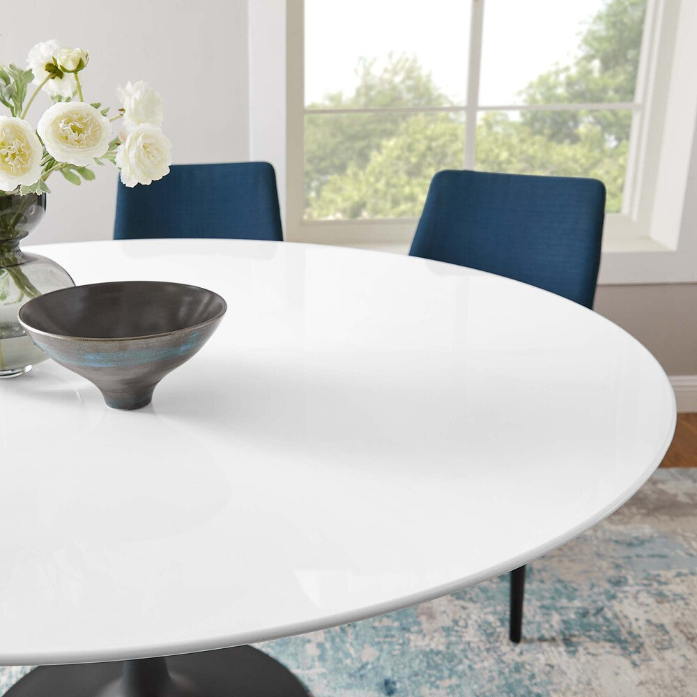 EEI-3524-BLK-WHI Lippa 60" Round Wood Dining Table by Modway