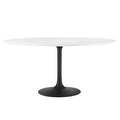 Modway EEI-3524-BLK-WHI Lippa 60" Round Wood Dining Table Black White