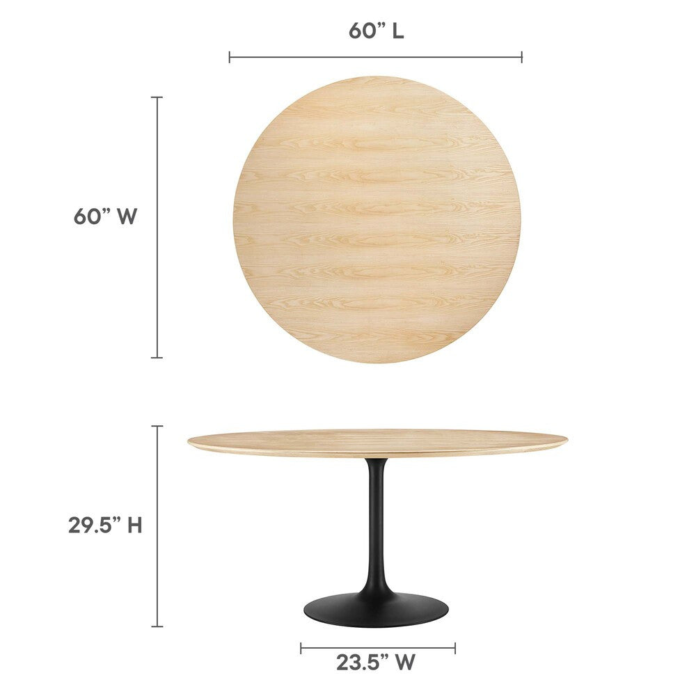 EEI-4873-BLK-NAT Lippa 60" Round Wood Dining Table by Modway