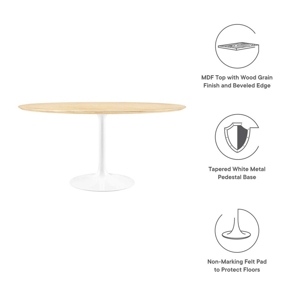 EEI-5176-WHI-NAT Lippa 60" Round Wood Dining Table by Modway