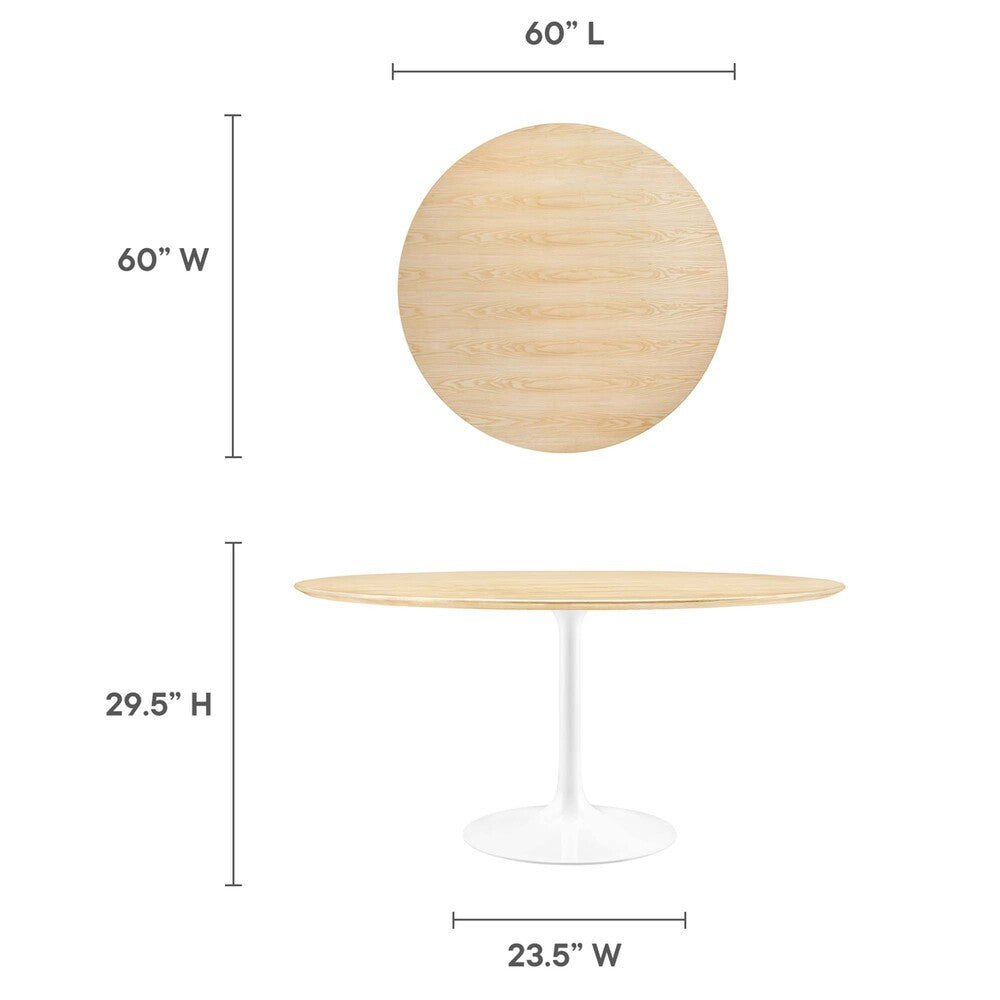 EEI-5176-WHI-NAT Lippa 60" Round Wood Dining Table by Modway