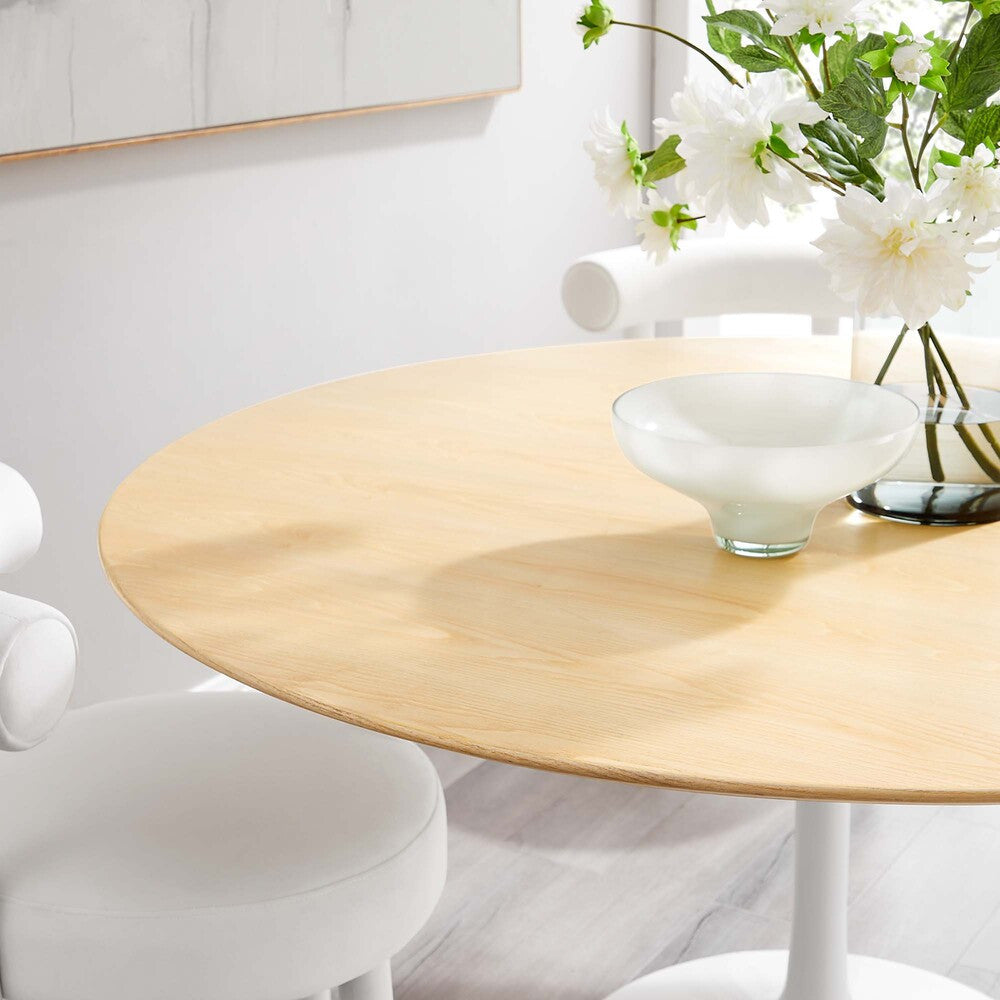 EEI-5176-WHI-NAT Lippa 60" Round Wood Dining Table by Modway