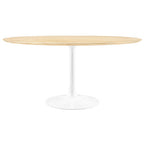 Modway EEI-5176-WHI-NAT Lippa 60" Round Wood Dining Table White Natural