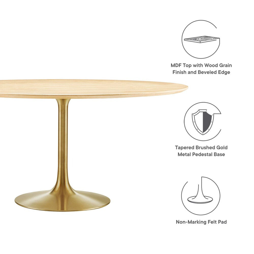 EEI-5233-GLD-NAT Lippa 60" Round Wood Dining Table by Modway