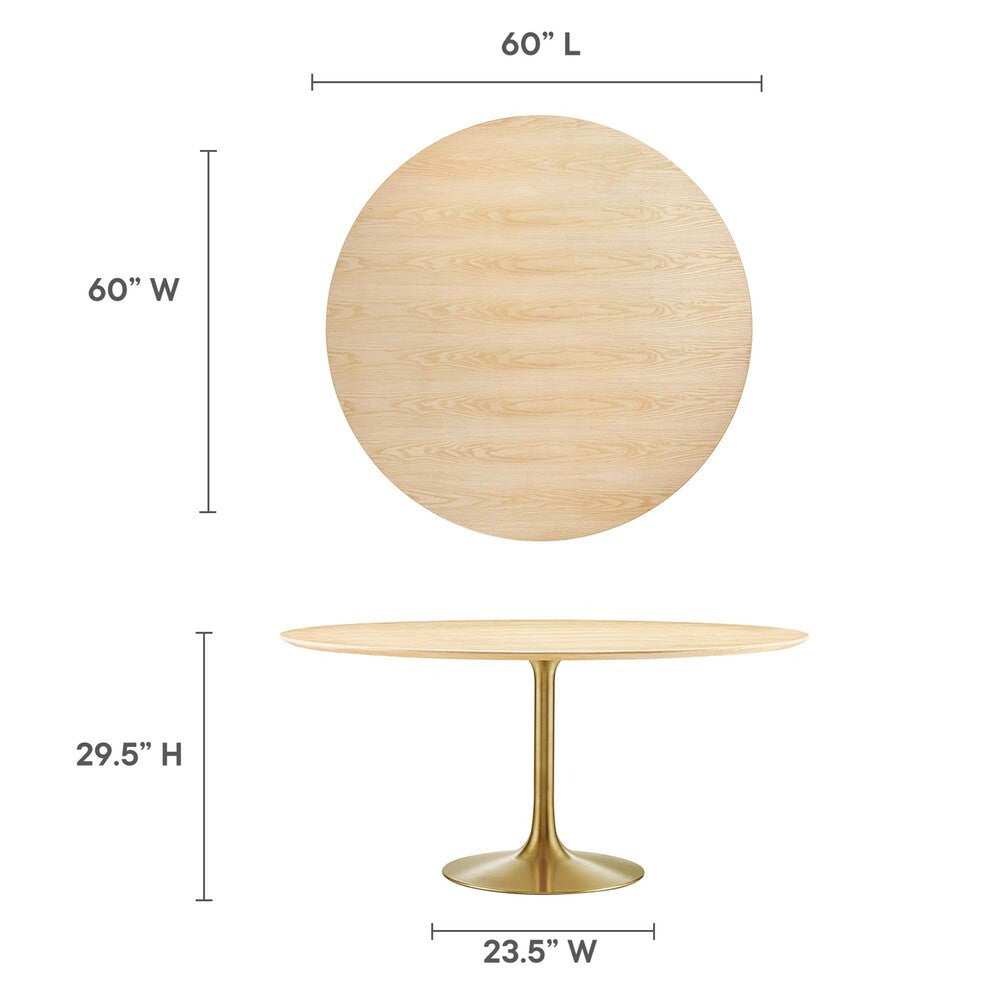 EEI-5233-GLD-NAT Lippa 60" Round Wood Dining Table by Modway