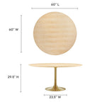 EEI-5233-GLD-NAT Lippa 60" Round Wood Dining Table by Modway