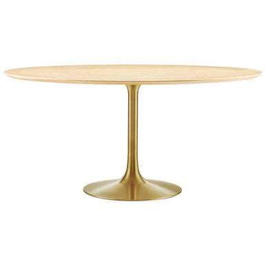 Modway EEI-5233-GLD-NAT Lippa 60" Round Wood Dining Table Gold Natural