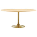 Modway EEI-5233-GLD-NAT Lippa 60" Round Wood Dining Table Gold Natural