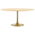 Modway EEI-5233-GLD-NAT Lippa 60" Round Wood Dining Table Gold Natural