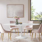 EEI-1659-WHI Lippa 78" Oval Faux Marble Dining Table by Modway