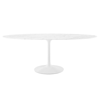 Modway EEI-1659-WHI Lippa 78" Oval Faux Marble Dining Table White
