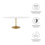 EEI-3257-GLD-WHI Lippa 78" Oval Faux Marble Dining Table by Modway
