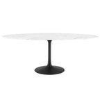 Modway EEI-3542-BLK-WHI Lippa 78" Oval Faux Marble Dining Table Black White