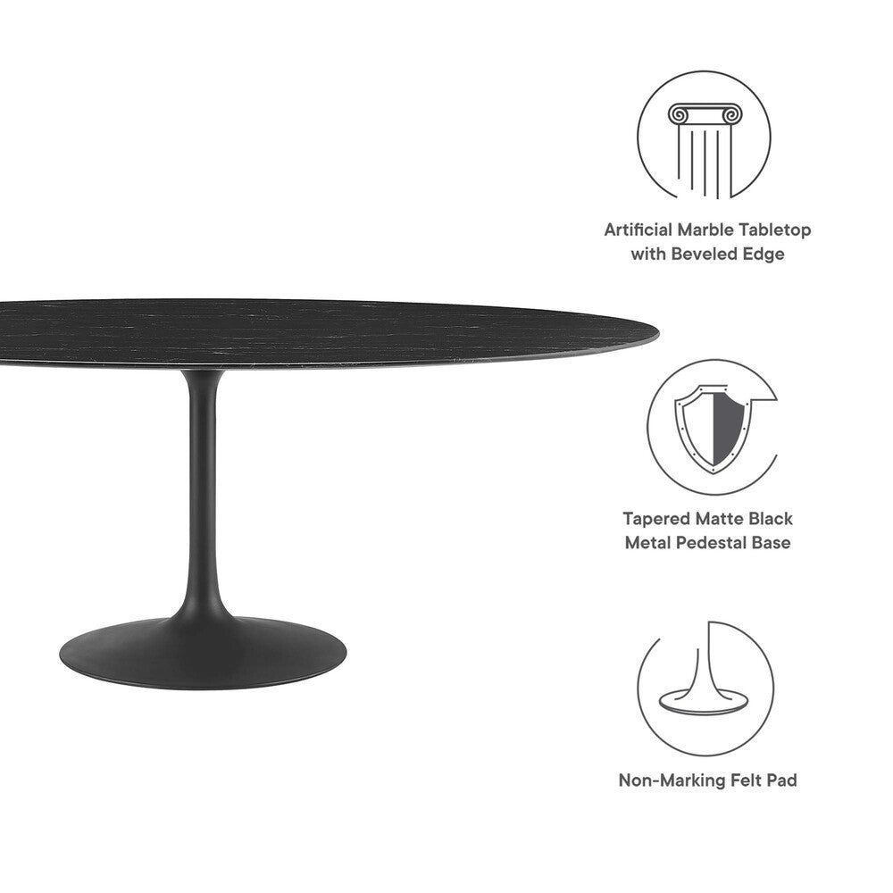 EEI-4889-BLK-BLK Lippa 78" Oval Faux Marble Dining Table by Modway