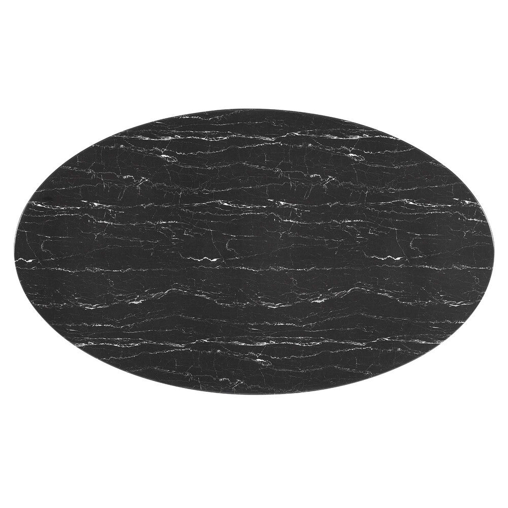 EEI-4889-BLK-BLK Lippa 78" Oval Faux Marble Dining Table by Modway