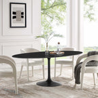 EEI-4889-BLK-BLK Lippa 78" Oval Faux Marble Dining Table by Modway