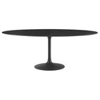 Modway EEI-4889-BLK-BLK Lippa 78" Oval Faux Marble Dining Table Black Black