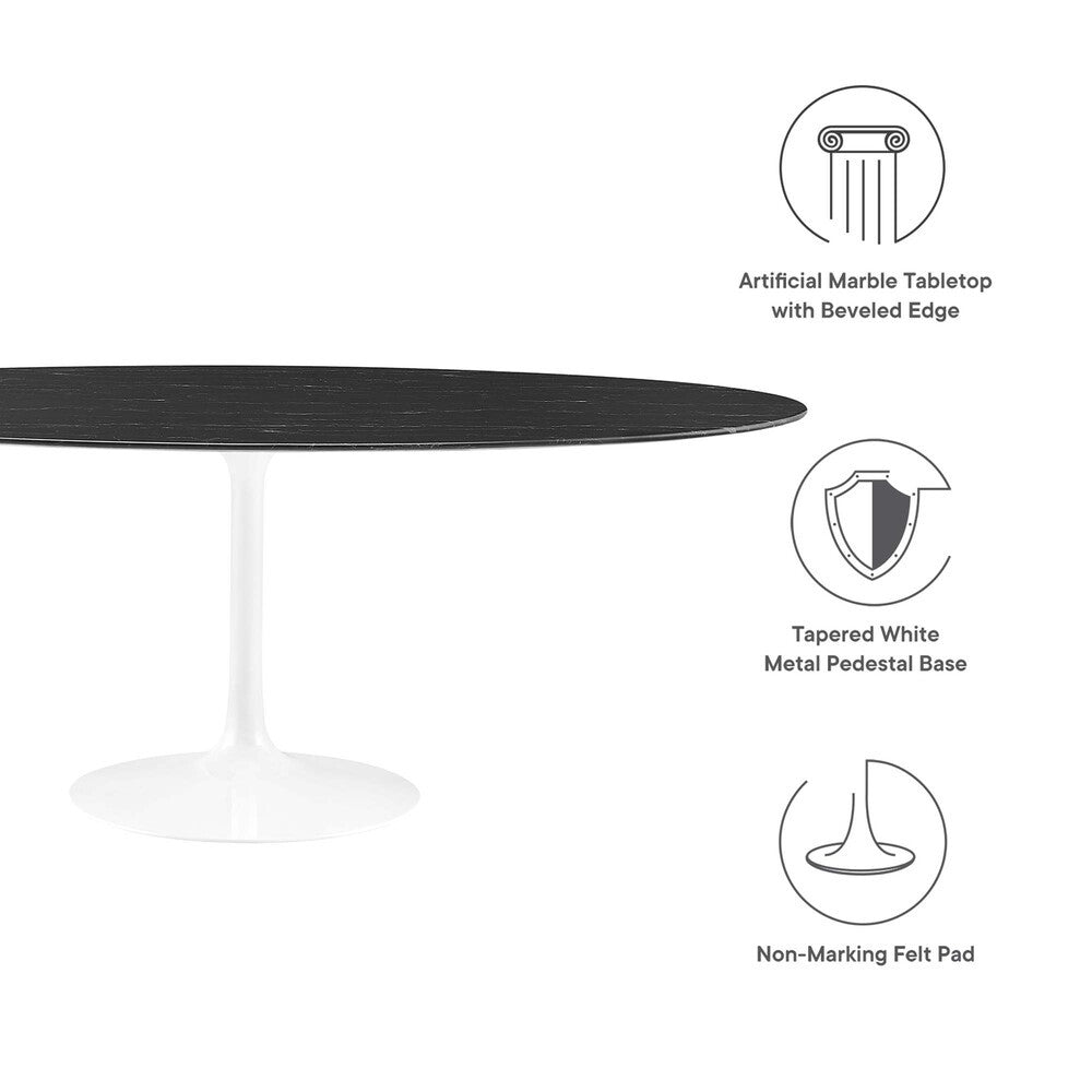 EEI-5198-WHI-BLK Lippa 78" Oval Faux Marble Dining Table by Modway