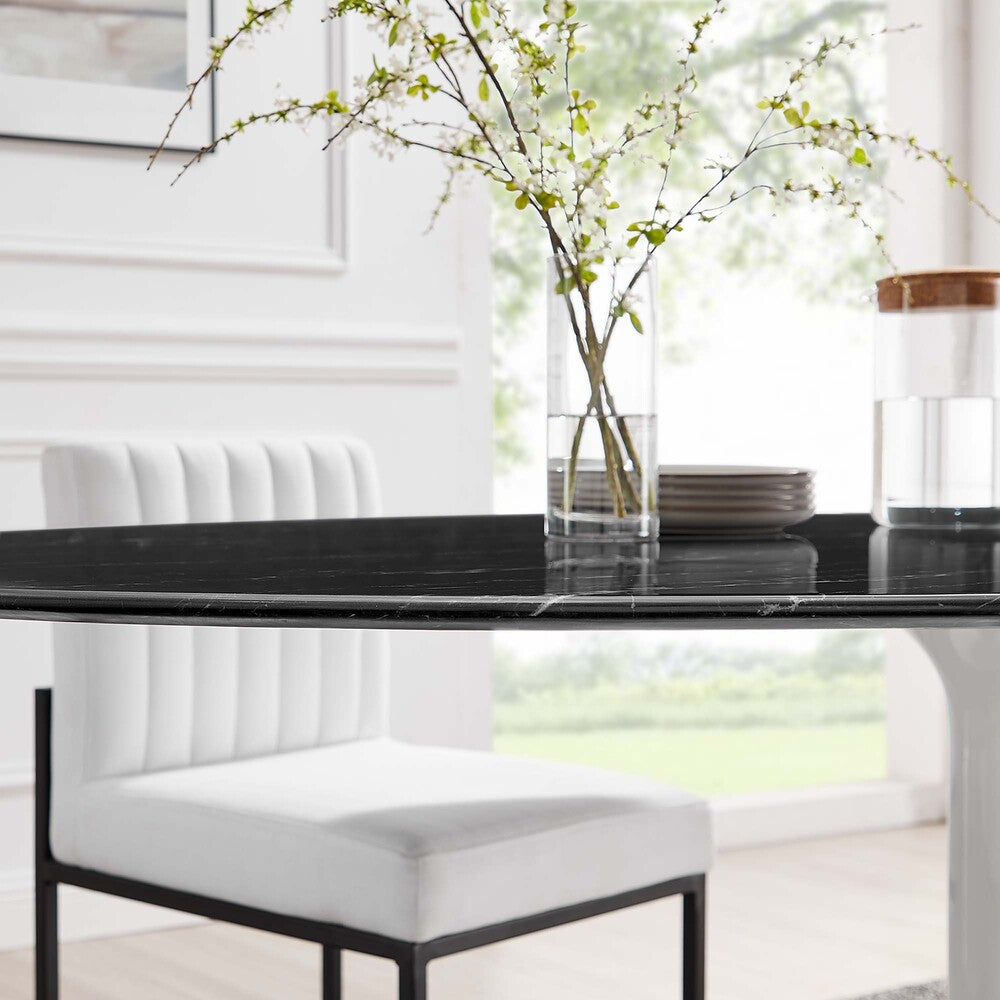 EEI-5198-WHI-BLK Lippa 78" Oval Faux Marble Dining Table by Modway