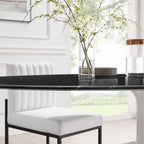 EEI-5198-WHI-BLK Lippa 78" Oval Faux Marble Dining Table by Modway