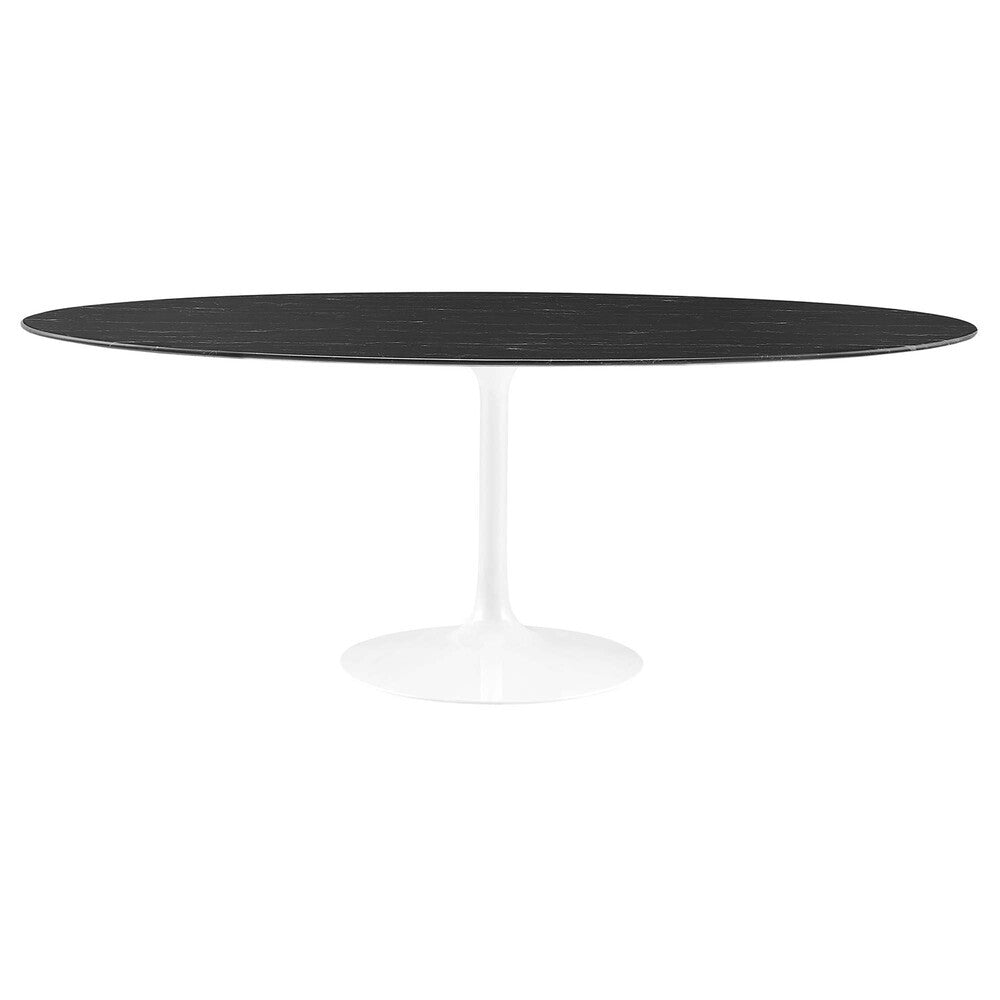 EEI-5198-WHI-BLK Lippa 78" Oval Faux Marble Dining Table by Modway