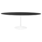 Modway EEI-5198-WHI-BLK Lippa 78" Oval Faux Marble Dining Table White Black