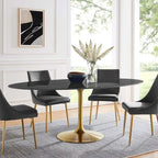 EEI-5528-GLD-BLK Lippa 78" Oval Faux Marble Dining Table by Modway