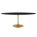 Modway EEI-5528-GLD-BLK Lippa 78" Oval Faux Marble Dining Table Gold Black