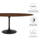 EEI-3544-BLK-WAL Lippa 78" Oval Walnut Wood Dining Table by Modway