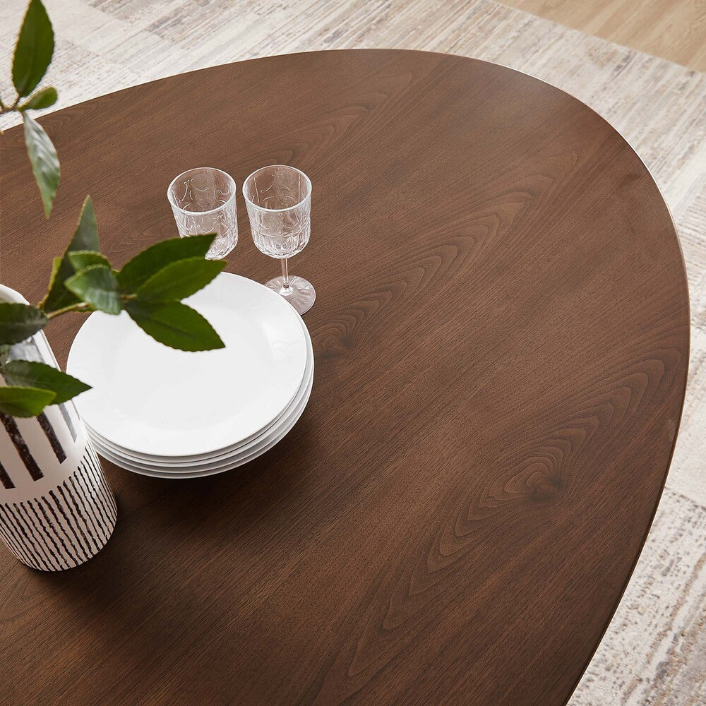 EEI-3544-BLK-WAL Lippa 78" Oval Walnut Wood Dining Table by Modway