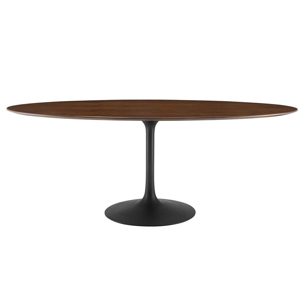 EEI-3544-BLK-WAL Lippa 78" Oval Walnut Wood Dining Table by Modway