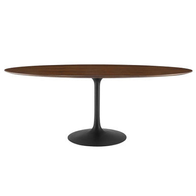 Modway EEI-3544-BLK-WAL Lippa 78" Oval Walnut Wood Dining Table Black Walnut