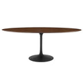 Modway EEI-3544-BLK-WAL Lippa 78" Oval Walnut Wood Dining Table Black Walnut