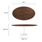 EEI-1661-WAL Lippa 78" Oval Wood Dining Table by Modway