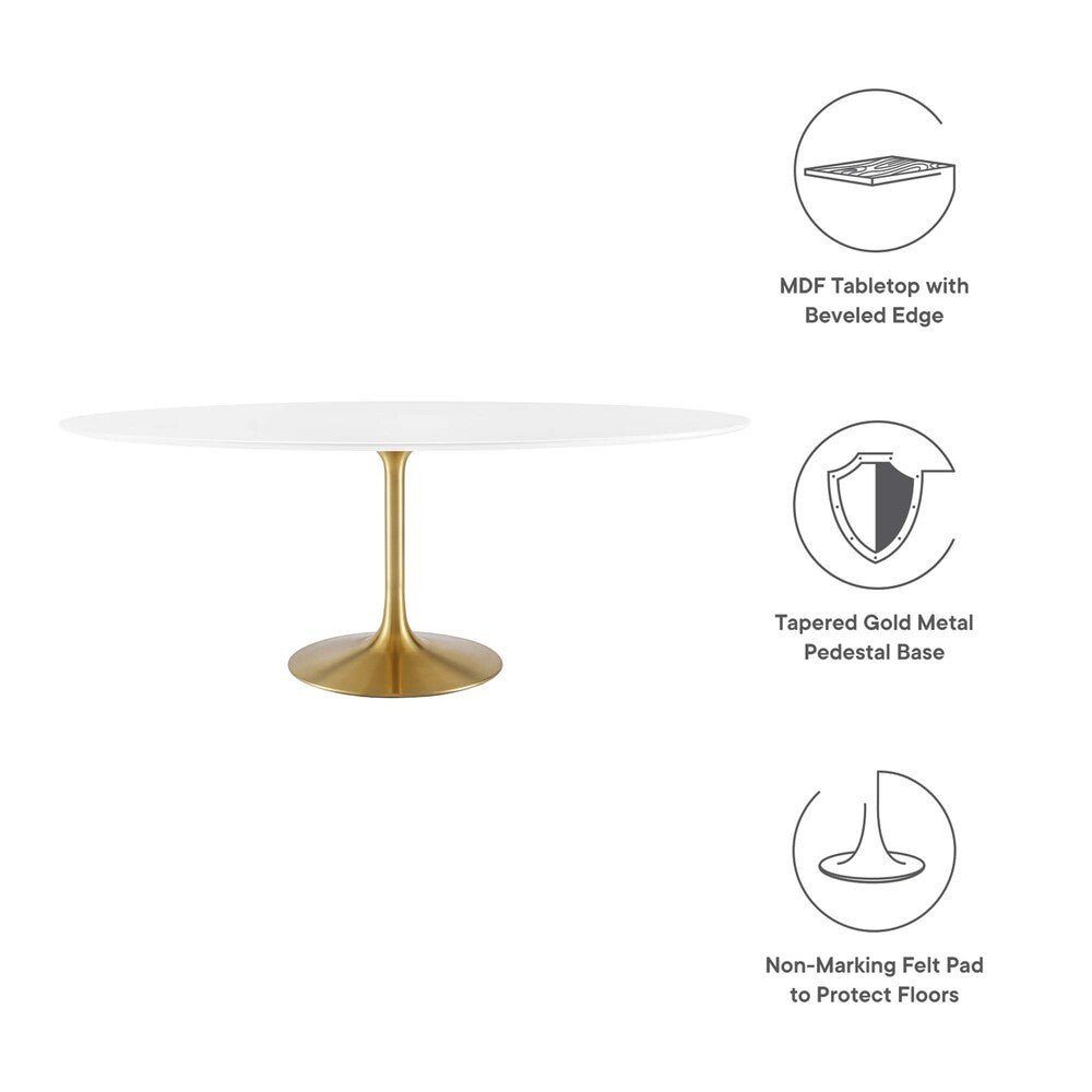 EEI-3255-GLD-WHI Lippa 78" Oval Wood Dining Table by Modway