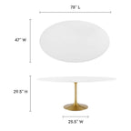 EEI-3255-GLD-WHI Lippa 78" Oval Wood Dining Table by Modway