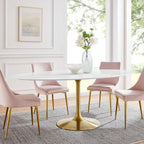 EEI-3255-GLD-WHI Lippa 78" Oval Wood Dining Table by Modway